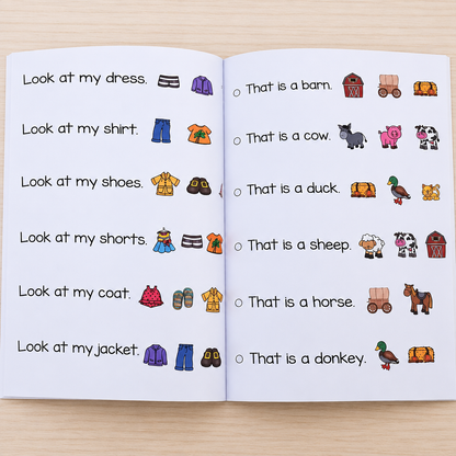 Reading Fluency Comprehension Strip: Visual Sentence Workbook for Autism & Hyperlexia