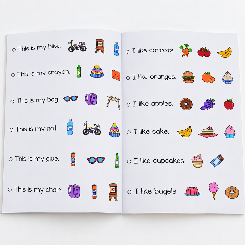 Reading Fluency Comprehension Strip: Visual Sentence Workbook for Autism & Hyperlexia