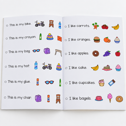 Reading Fluency Comprehension Strip: Visual Sentence Workbook for Autism & Hyperlexia