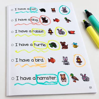 Reading Fluency Comprehension Strip: Visual Sentence Workbook for Autism & Hyperlexia